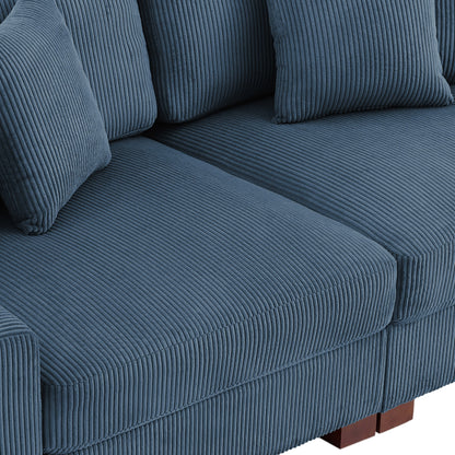 Corduroy Couch Modular Sectional Sofa with Pillows