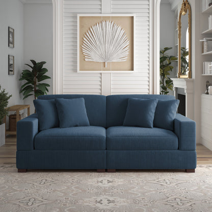 Corduroy Couch Modular Sectional Sofa with Pillows