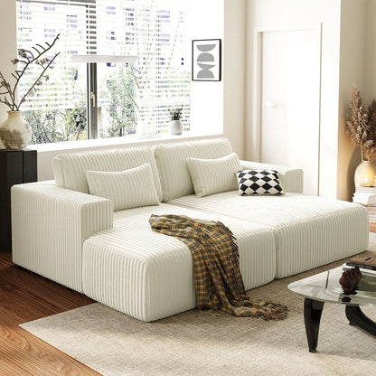 Corduroy Double Sofa Bed with 2 Pillows