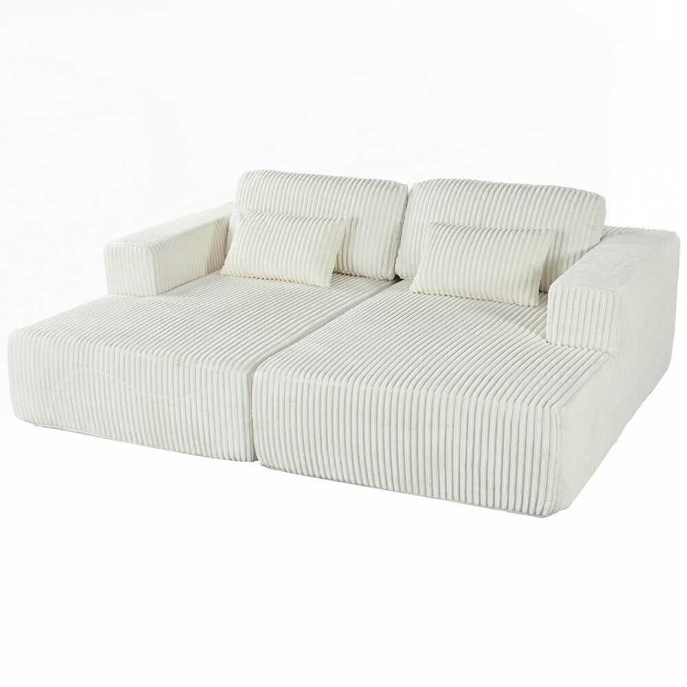 Corduroy Double Sofa Bed with 2 Pillows