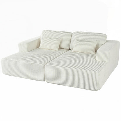 Corduroy Double Sofa Bed with 2 Pillows
