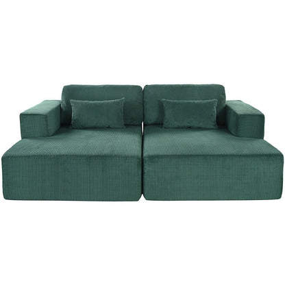 Corduroy Double Sofa Bed with 2 Pillows