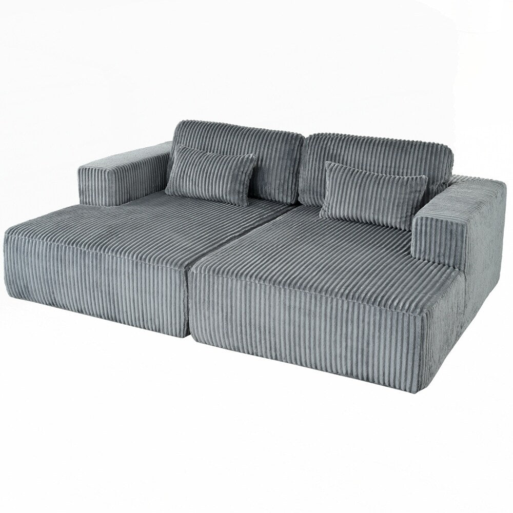 Corduroy Double Sofa Bed with 2 Pillows