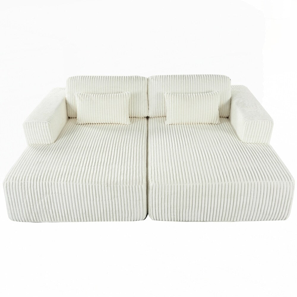 Corduroy Double Sofa Bed with 2 Pillows