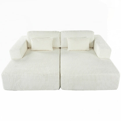 Corduroy Double Sofa Bed with 2 Pillows
