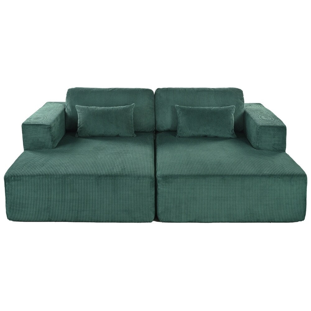 Corduroy Double Sofa Bed with 2 Pillows