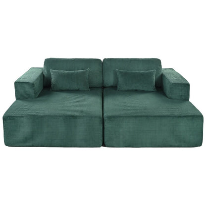 Corduroy Double Sofa Bed with 2 Pillows