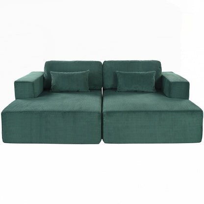 Corduroy Double Sofa Bed with 2 Pillows