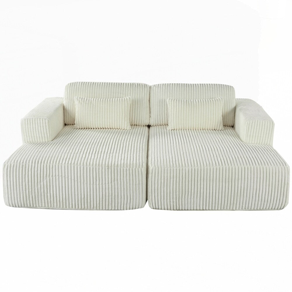 Corduroy Double Sofa Bed with 2 Pillows