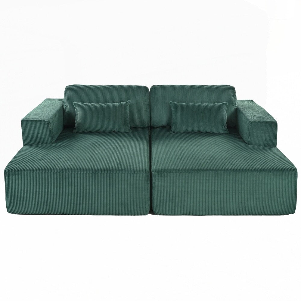 Corduroy Double Sofa Bed with 2 Pillows