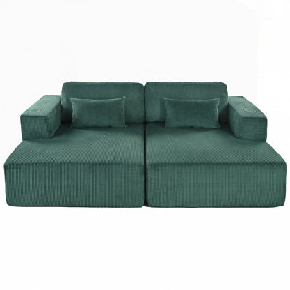Corduroy Double Sofa Bed with 2 Pillows