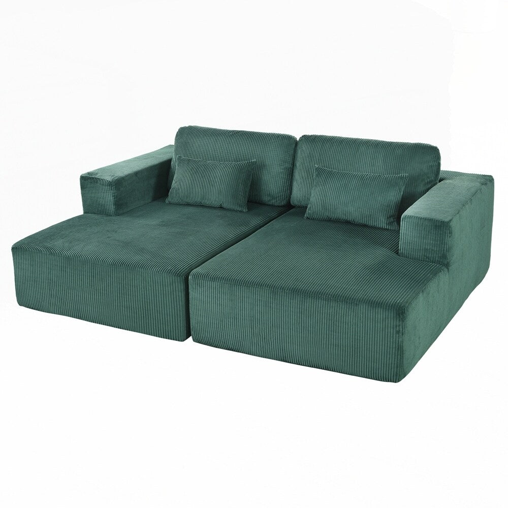 Corduroy Double Sofa Bed with 2 Pillows