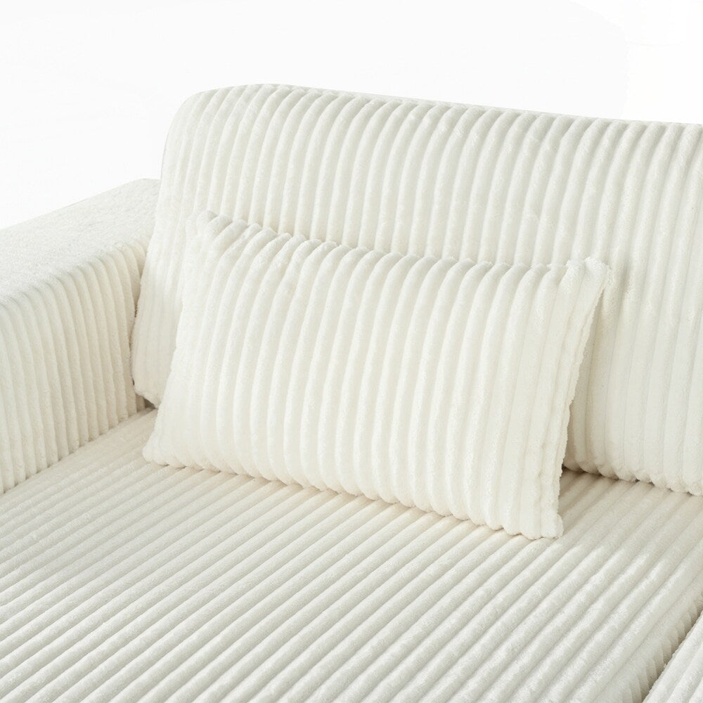 Corduroy Double Sofa Bed with 2 Pillows