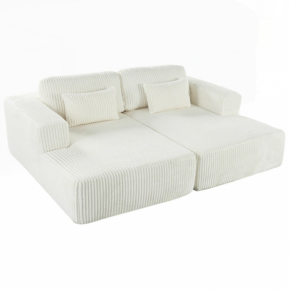 Corduroy Double Sofa Bed with 2 Pillows