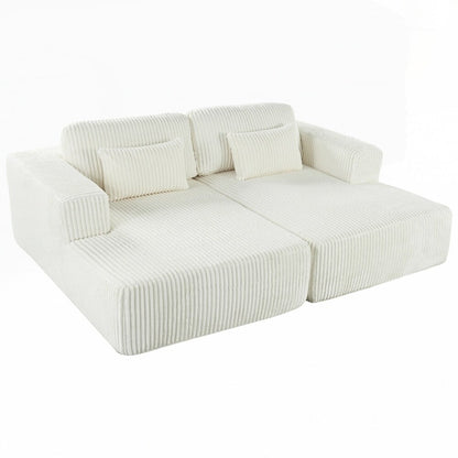 Corduroy Double Sofa Bed with 2 Pillows