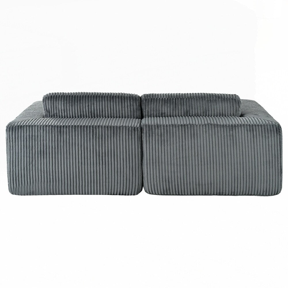 Corduroy Double Sofa Bed with 2 Pillows