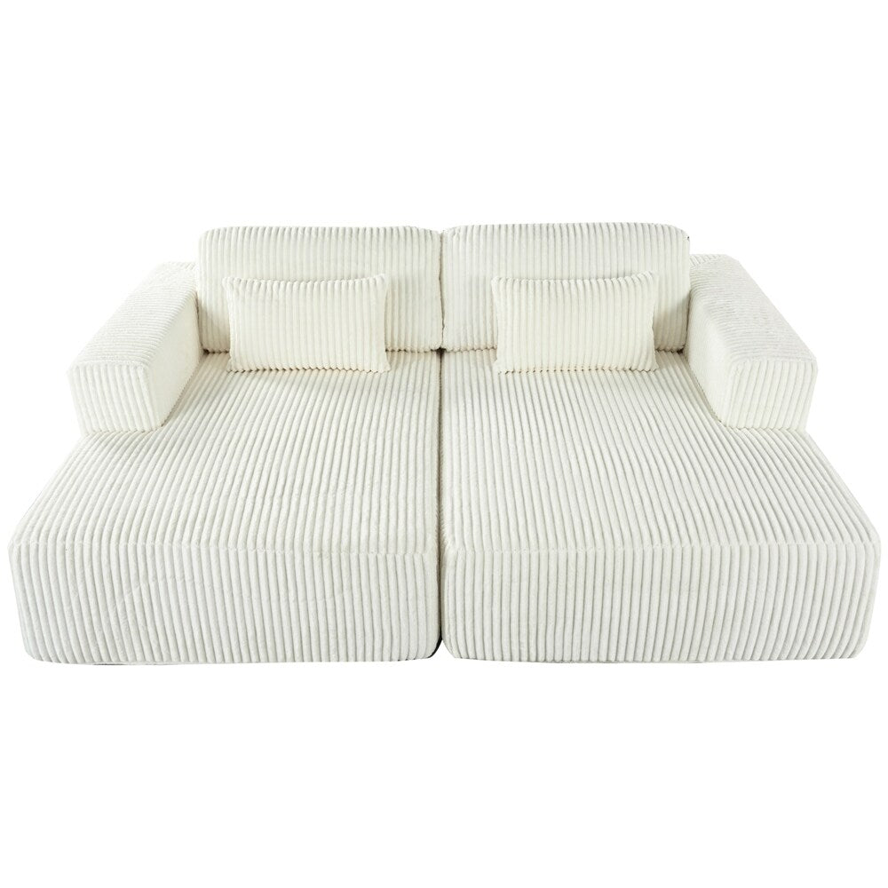 Corduroy Double Sofa Bed with 2 Pillows