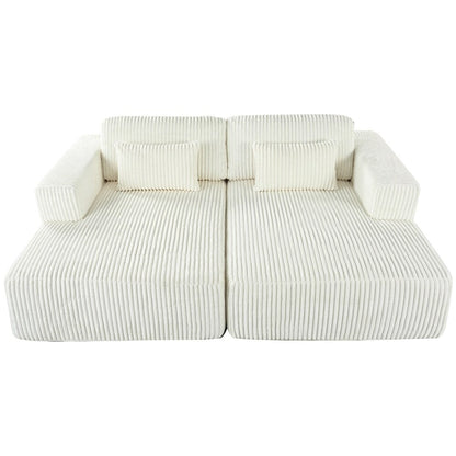 Corduroy Double Sofa Bed with 2 Pillows