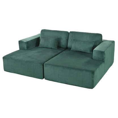 Corduroy Double Sofa Bed with 2 Pillows