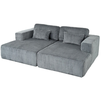 Corduroy Double Sofa Bed with 2 Pillows