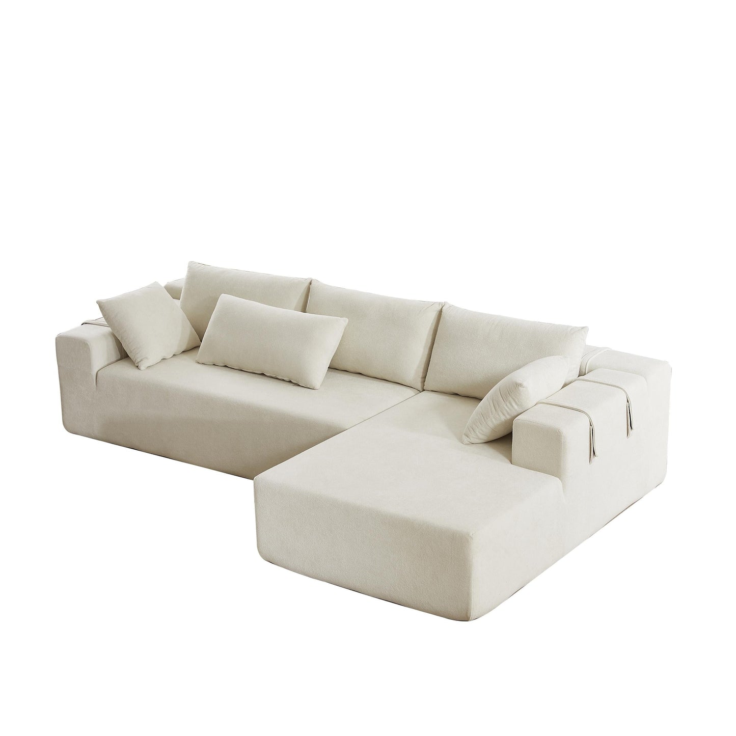 Corduroy Fabric 3-Seater Cloud Couch with 2 Movable Footrest,U Shaped Couch Set,Upholstered Deep Seat 2-Seat with 3 cushions