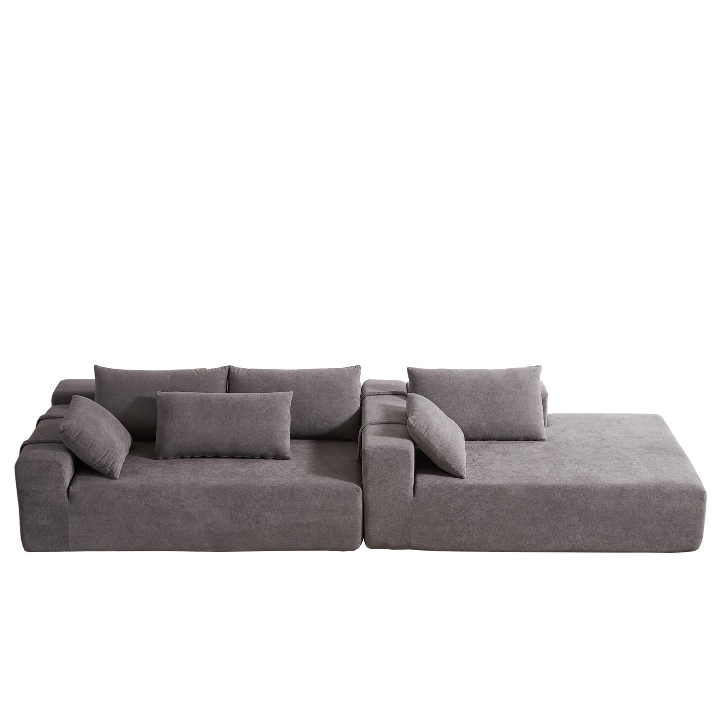 Corduroy Fabric 3-Seater Cloud Couch with 2 Movable Footrest,U Shaped Couch Set,Upholstered Deep Seat 2-Seat with 3 cushions