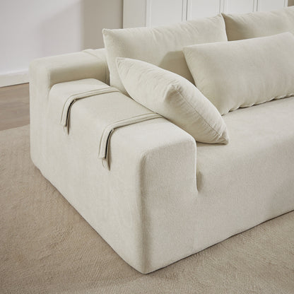 Corduroy Fabric 3-Seater Cloud Couch with 2 Movable Footrest,U Shaped Couch Set,Upholstered Deep Seat 2-Seat with 3 cushions