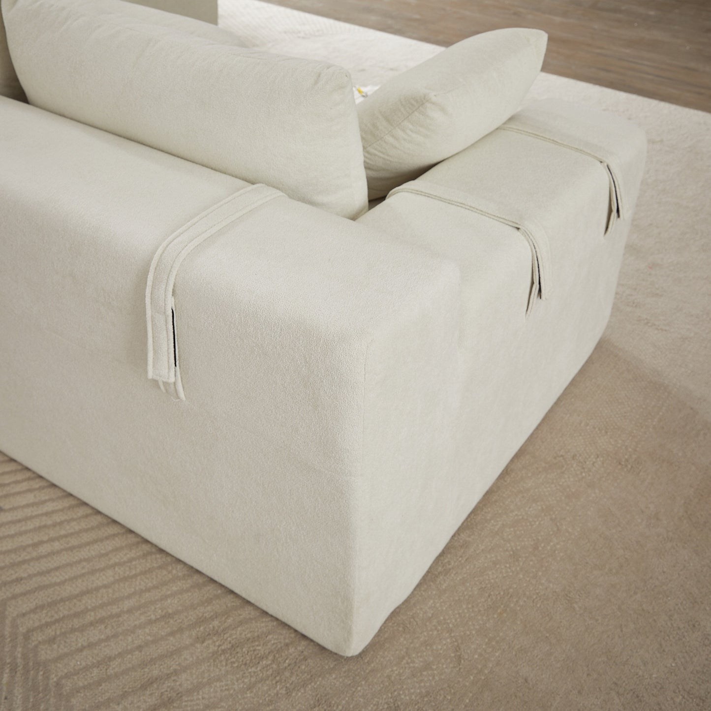 Corduroy Fabric 3-Seater Cloud Couch with 2 Movable Footrest,U Shaped Couch Set,Upholstered Deep Seat 2-Seat with 3 cushions