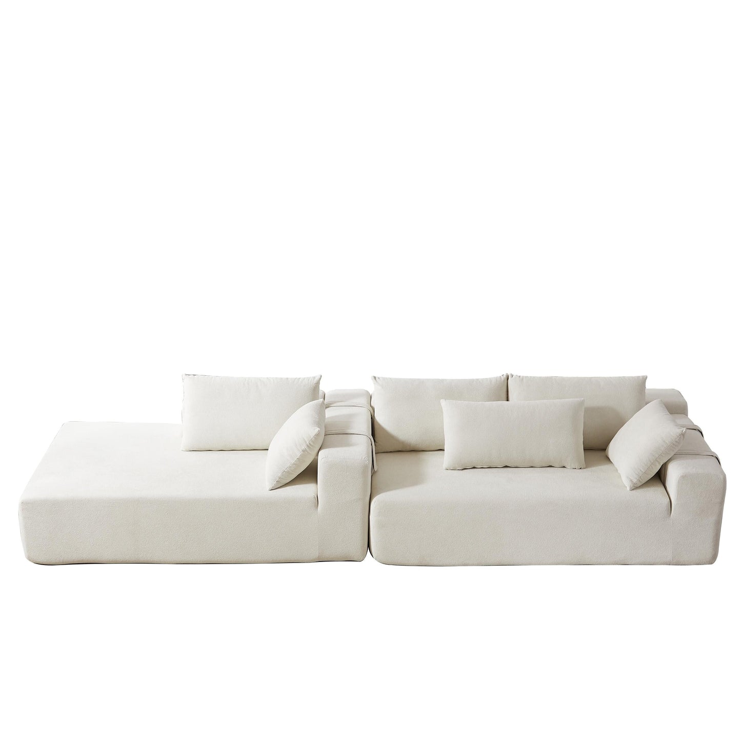 Corduroy Fabric 3-Seater Cloud Couch with 2 Movable Footrest,U Shaped Couch Set,Upholstered Deep Seat 2-Seat with 3 cushions