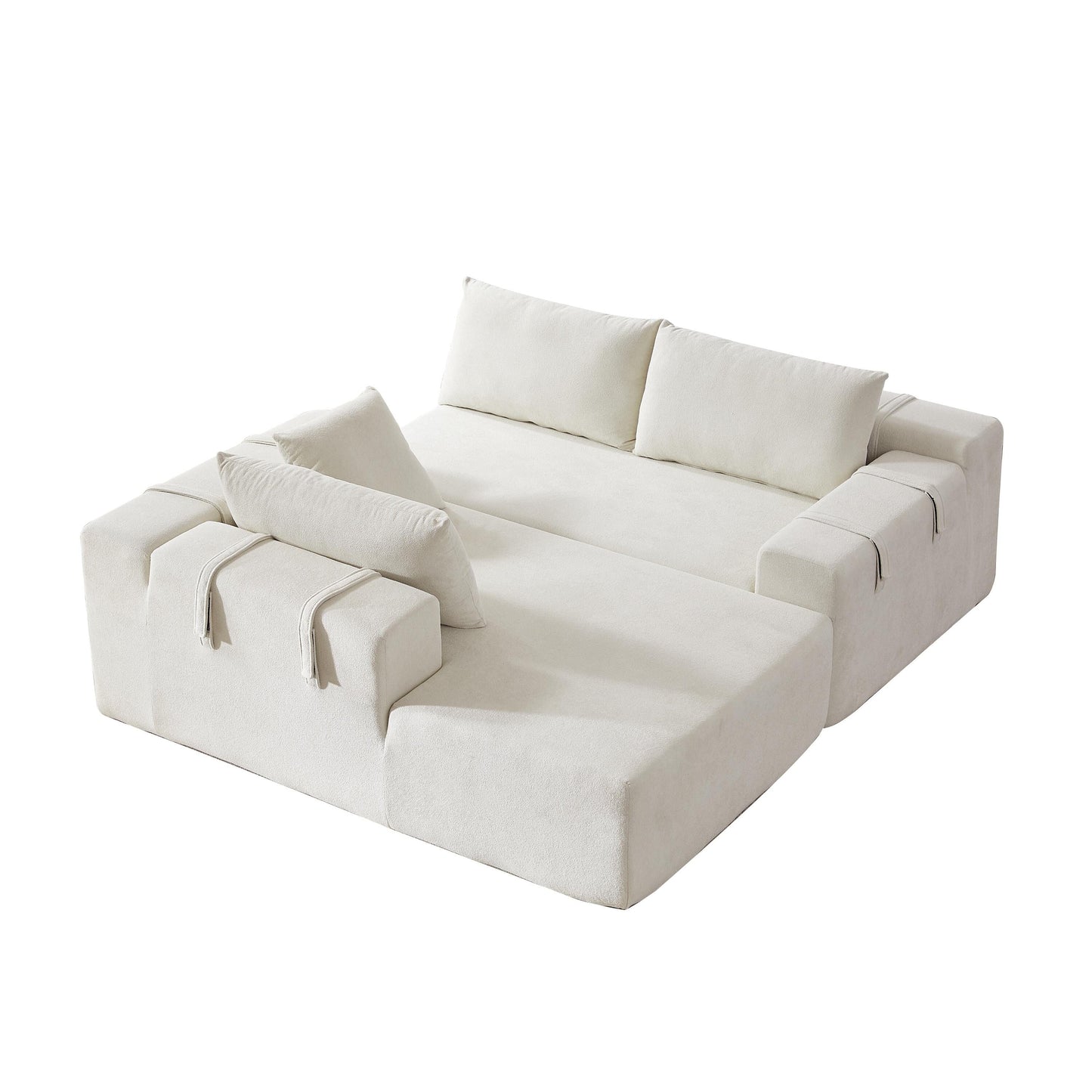 Corduroy Fabric 3-Seater Cloud Couch with 2 Movable Footrest,U Shaped Couch Set,Upholstered Deep Seat 2-Seat with 3 cushions