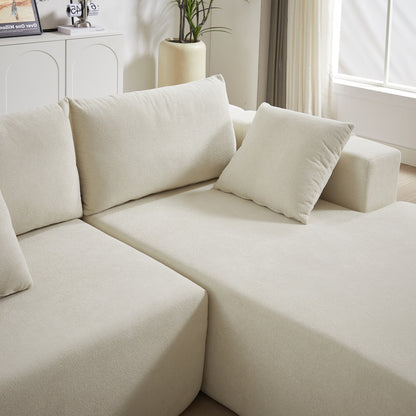 Corduroy Fabric 3-Seater Cloud Couch with 2 Movable Footrest,U Shaped Couch Set,Upholstered Deep Seat 2-Seat with 3 cushions
