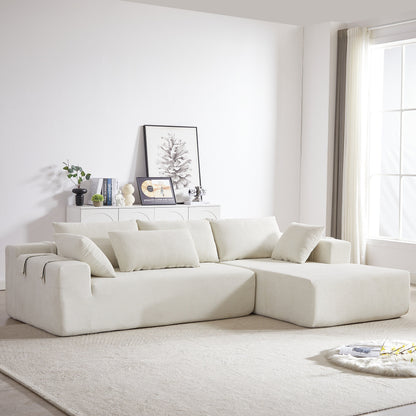 Corduroy Fabric 3-Seater Cloud Couch with 2 Movable Footrest,U Shaped Couch Set,Upholstered Deep Seat 2-Seat with 3 cushions
