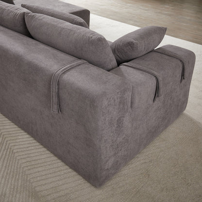 Corduroy Fabric 3-Seater Cloud Couch with 2 Movable Footrest,U Shaped Couch Set,Upholstered Deep Seat 2-Seat with 3 cushions
