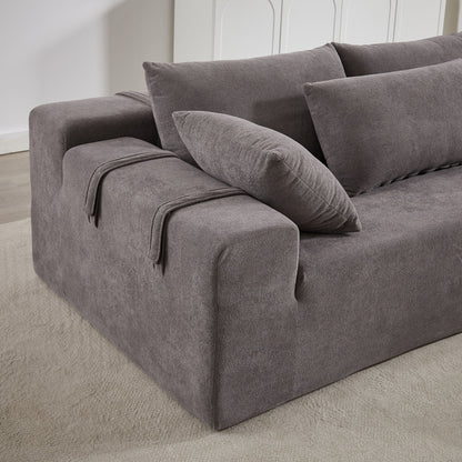 Corduroy Fabric 3-Seater Cloud Couch with 2 Movable Footrest,U Shaped Couch Set,Upholstered Deep Seat 2-Seat with 3 cushions