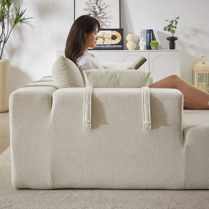 Corduroy Fabric 3-Seater Cloud Couch with 2 Movable Footrest,U Shaped Couch Set,Upholstered Deep Seat 2-Seat with 3 cushions