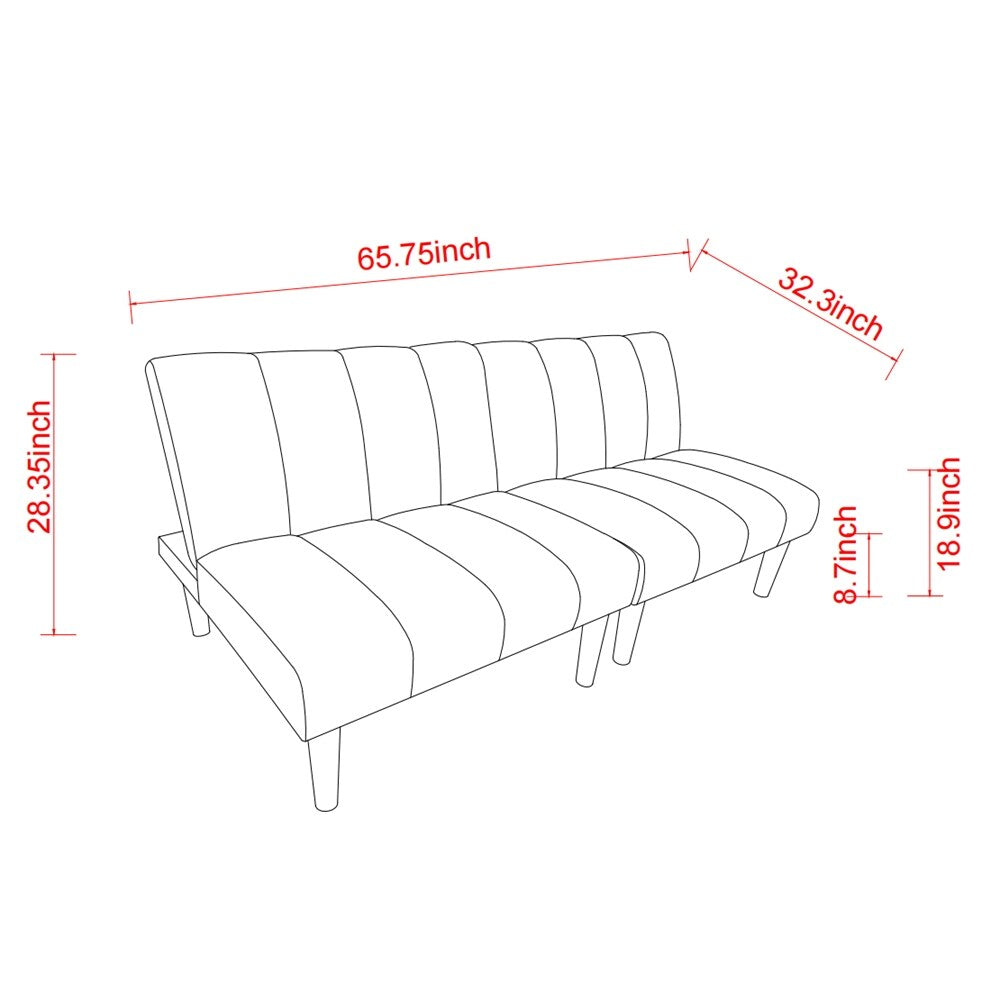 Corduroy Fabric Convertible Sofa Bed with Wood Leg
