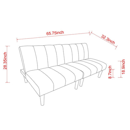 Corduroy Fabric Convertible Sofa Bed with Wood Leg
