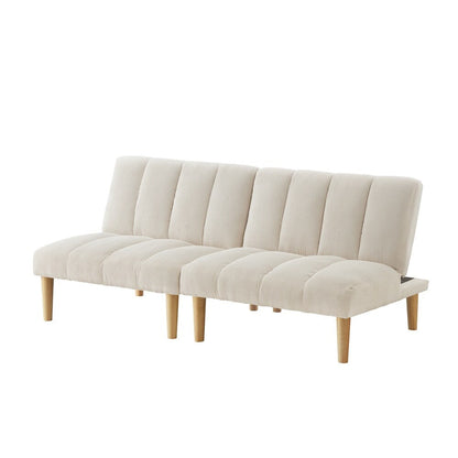 Corduroy Fabric Convertible Sofa Bed with Wood Leg