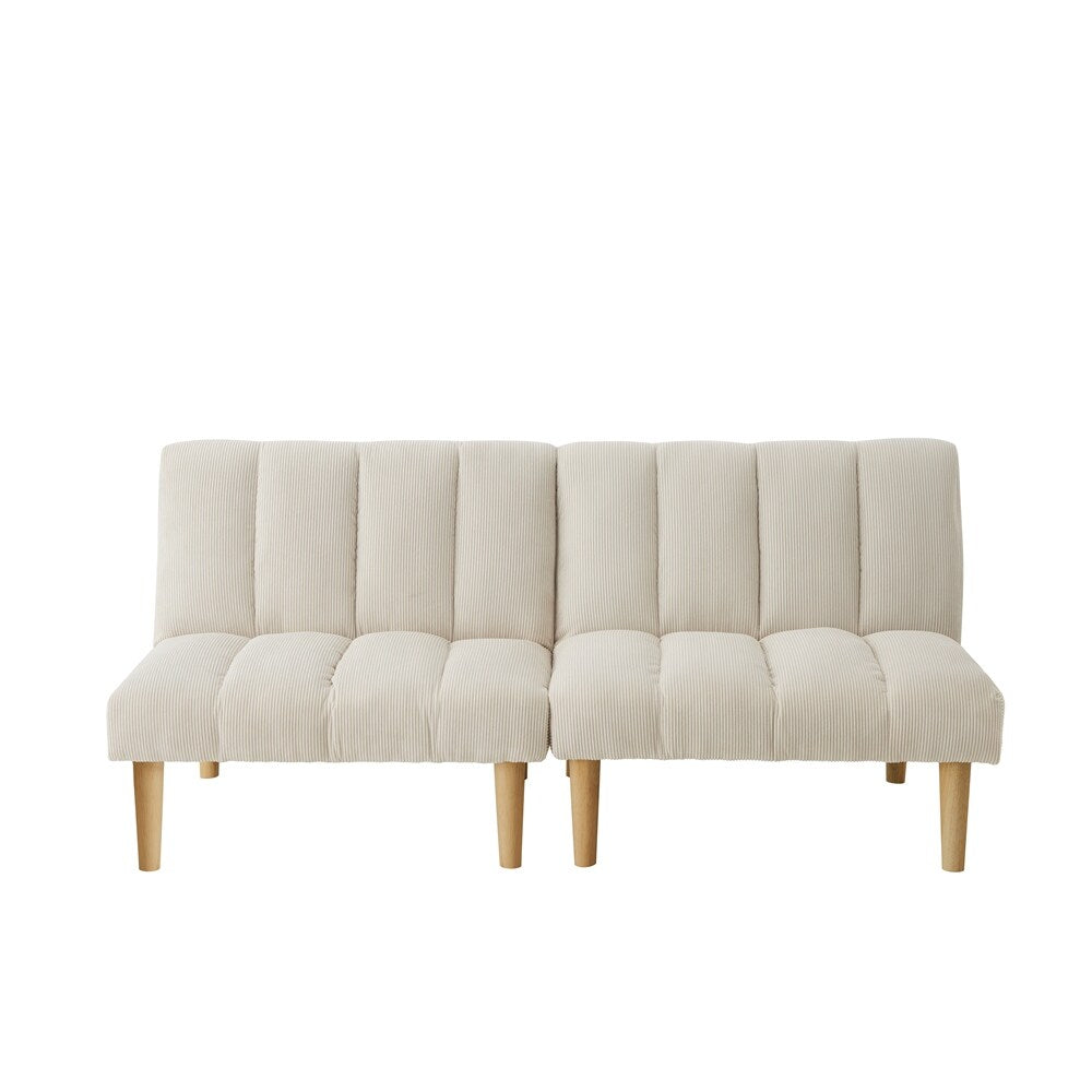Corduroy Fabric Convertible Sofa Bed with Wood Leg