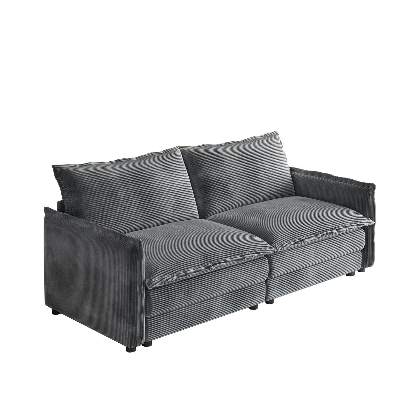 Corduroy Fabric Loveseat Sofa Couch for Living Room, Upholstered Large Size Deep Seat 2-Seat Sofa with 2 Pillow