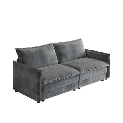 Corduroy Fabric Loveseat Sofa Couch for Living Room, Upholstered Large Size Deep Seat 2-Seat Sofa with 2 Pillow