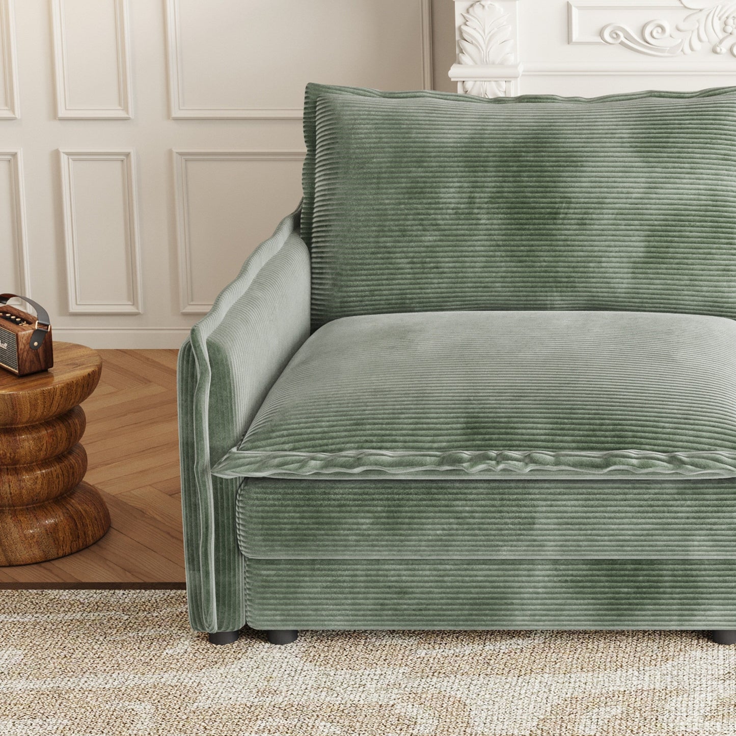 Corduroy Fabric Loveseat Sofa Couch for Living Room, Upholstered Large Size Deep Seat 2-Seat Sofa with 2 Pillow