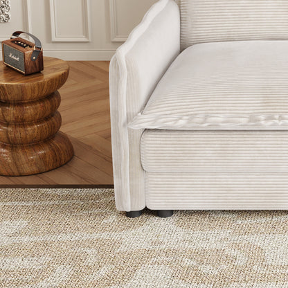Corduroy Fabric Loveseat Sofa Couch for Living Room, Upholstered Large Size Deep Seat 2-Seat Sofa with 2 Pillow