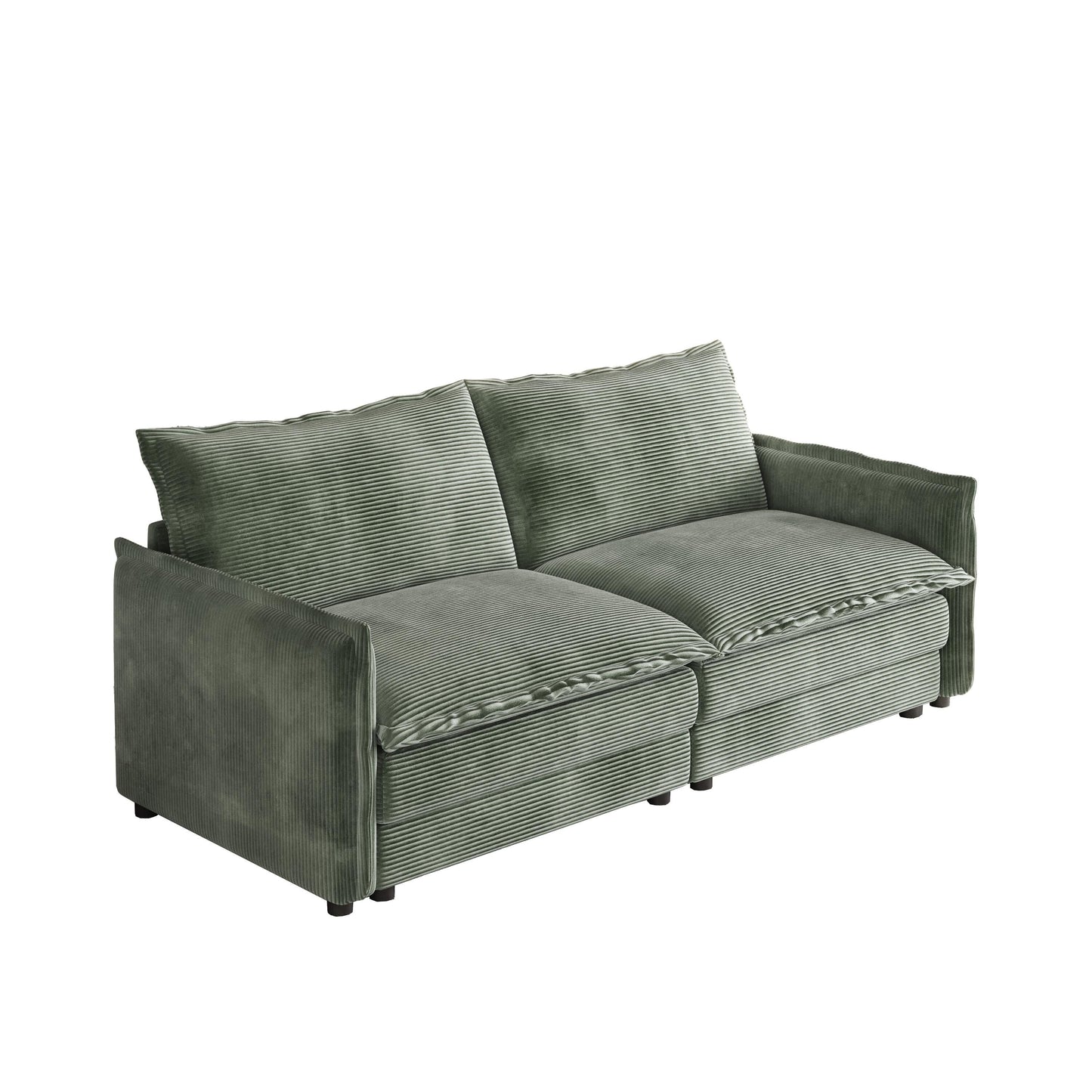 Corduroy Fabric Loveseat Sofa Couch for Living Room, Upholstered Large Size Deep Seat 2-Seat Sofa with 2 Pillow