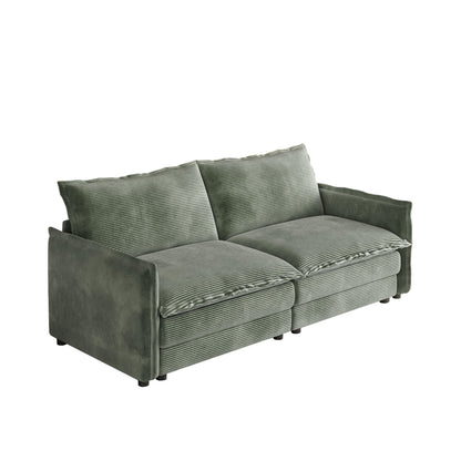 Corduroy Fabric Loveseat Sofa Couch for Living Room, Upholstered Large Size Deep Seat 2-Seat Sofa with 2 Pillow