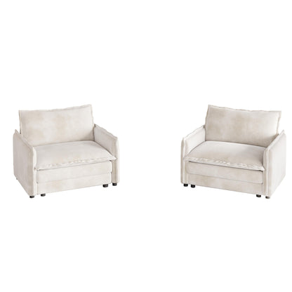 Corduroy Fabric Loveseat Sofa Couch for Living Room, Upholstered Large Size Deep Seat 2-Seat Sofa with 2 Pillow