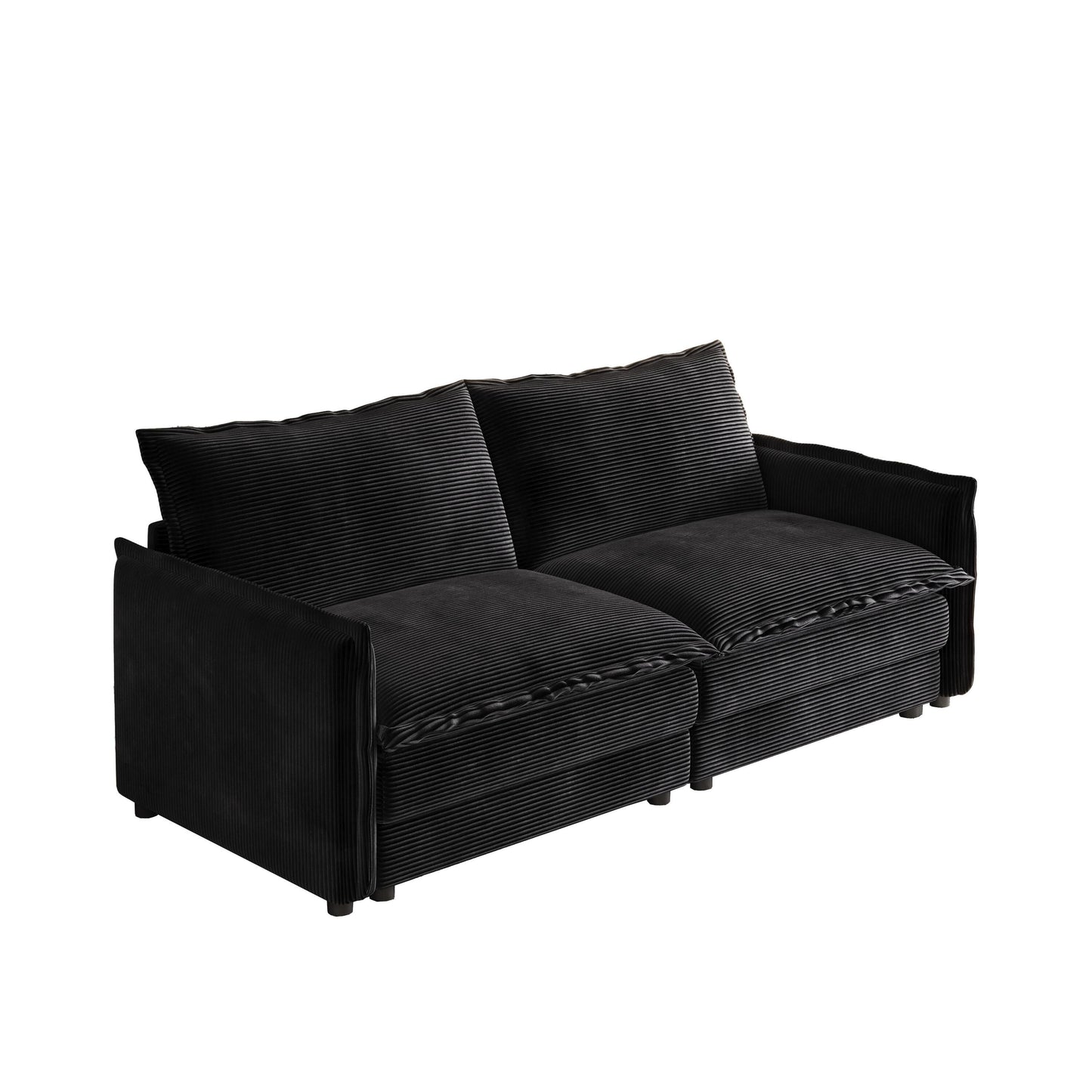 Corduroy Fabric Loveseat Sofa Couch for Living Room, Upholstered Large Size Deep Seat 2-Seat Sofa with 2 Pillow