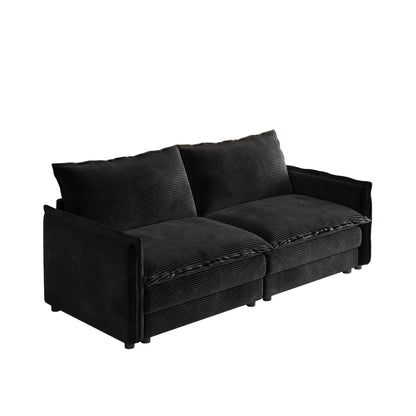 Corduroy Fabric Loveseat Sofa Couch for Living Room, Upholstered Large Size Deep Seat 2-Seat Sofa with 2 Pillow