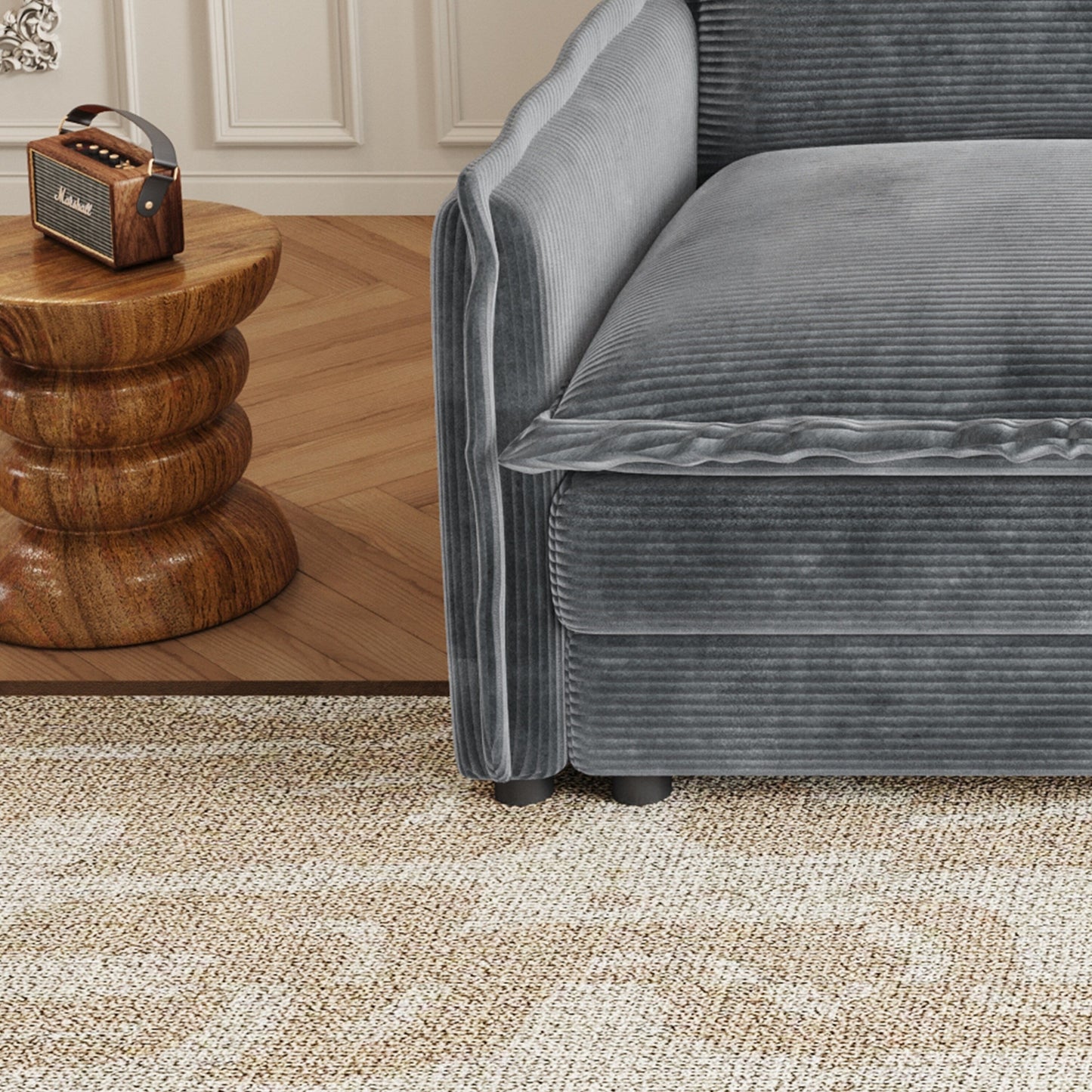 Corduroy Fabric Loveseat Sofa Couch for Living Room, Upholstered Large Size Deep Seat 2-Seat Sofa with 2 Pillow