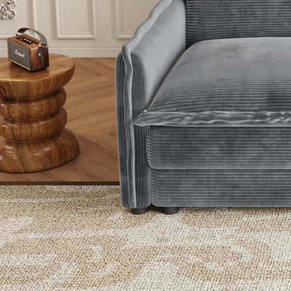 Corduroy Fabric Loveseat Sofa Couch for Living Room, Upholstered Large Size Deep Seat 2-Seat Sofa with 2 Pillow